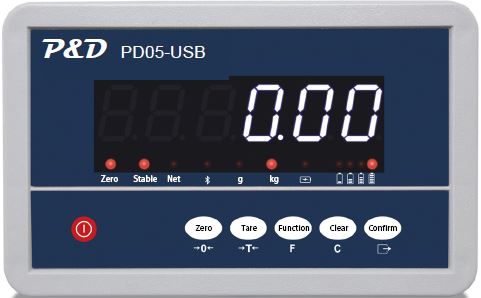 หน้าจอแสดงผลเครื่องชั่ง PD05-USB (บันทึกข้อมูลลงแฟลชไดร์ฟ USB)