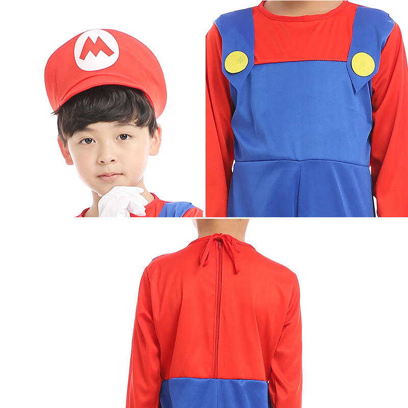 ชุดแฟนซีเด็ก ชุดมาริโอ้ และหลุยซ์ Mario รุ่นประหยัด เอี๊ยมผ้ายืด (มี 2 สี เขียว,แดง)