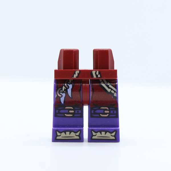 Hips and Dark Purple Legs with Silver Chain, Cord with Teeth, Buckles on Knees and Bones on Feet Pattern