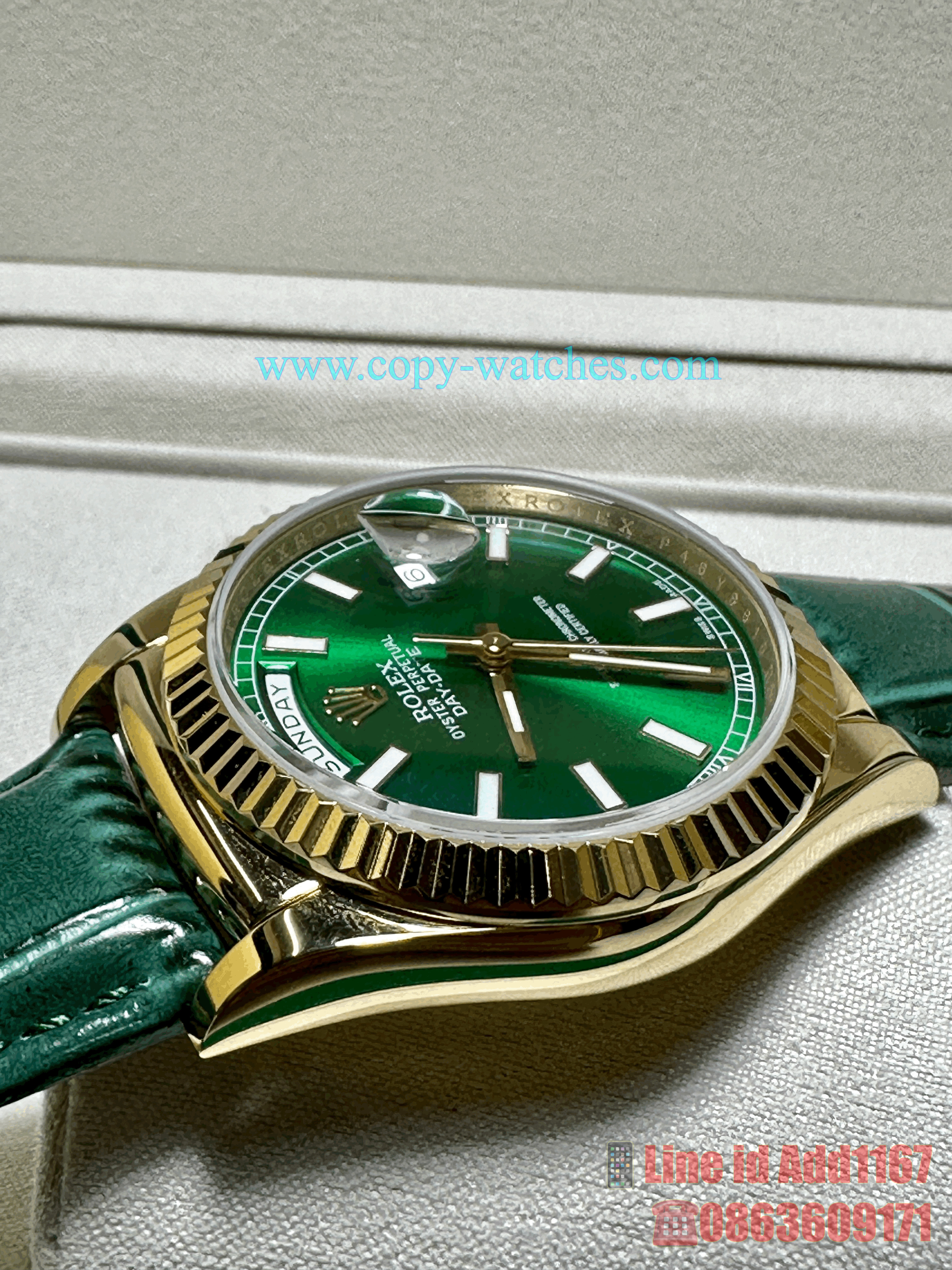 Rolex Day-Date 36mm Green Stick Dial (Swiss QF)