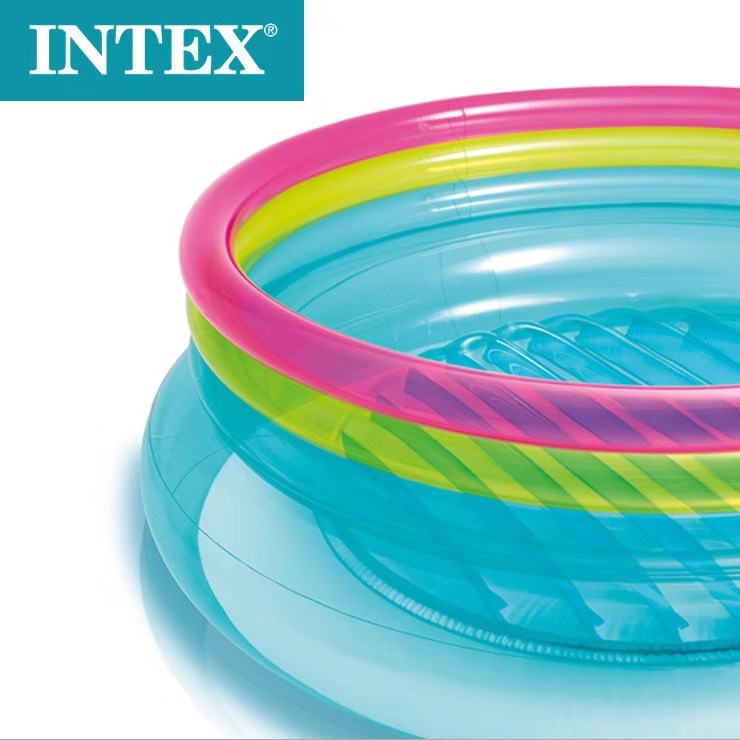 สระกระโดด โปร่งใส สีฟ้า เขียว ม่วง Inflatable New Jump Pool Intex Transparent Blue Green Purple