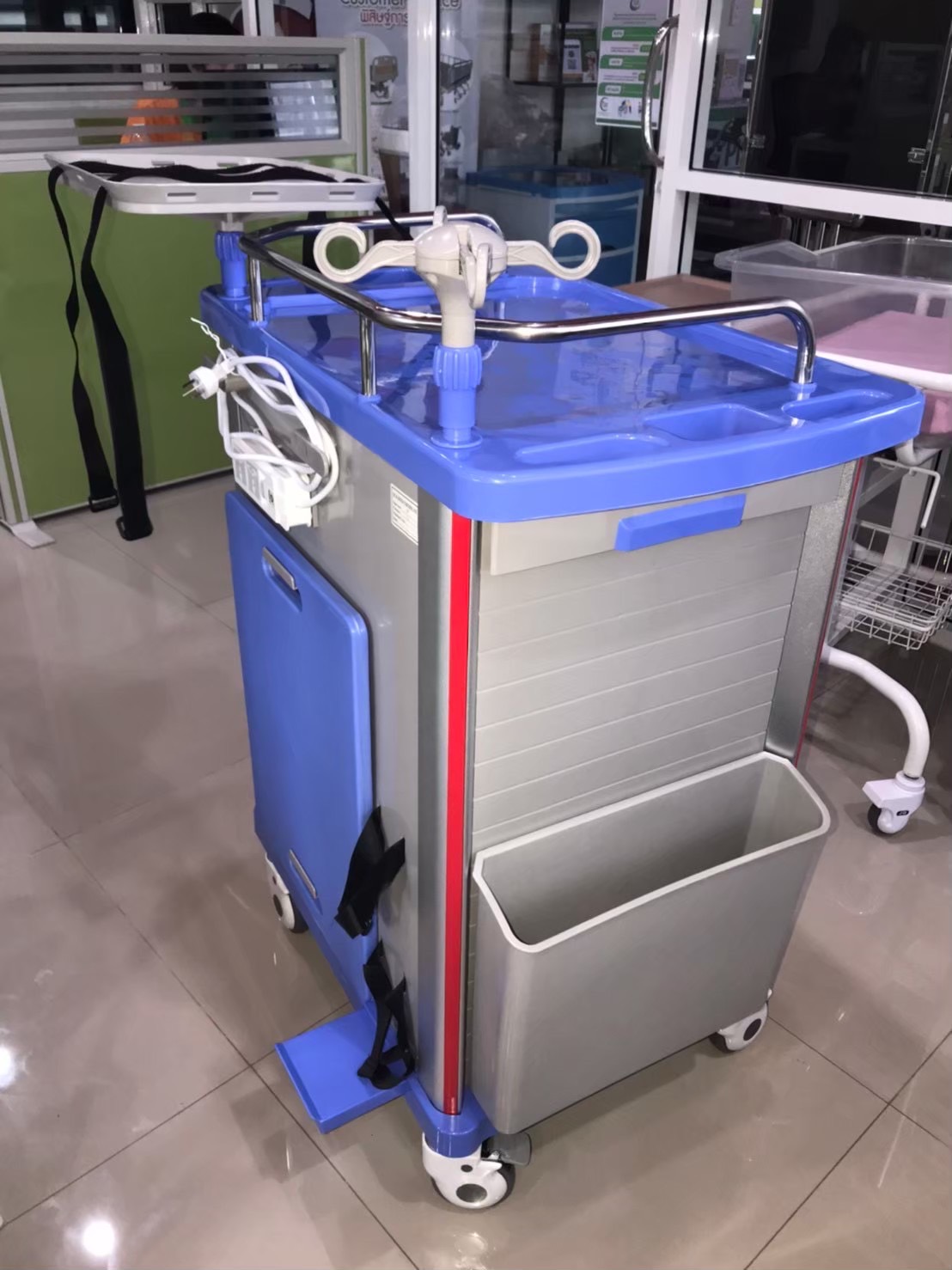 รถเข็นพยาบาลฉุกเฉินช่วยชีวิต Emergency Cart มีที่สำหรับตั้ง Laptop รุ่น SL-F09-2