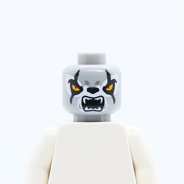Dual Sided Alien Chima Wolf with Yellow Eyes, Black Scars, Fangs, Closed Mouth / Open Mouth Pattern (Worriz)