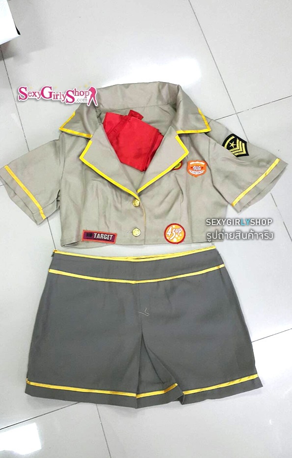 ชุดทหาร ทหารหญิง ชุดแฟนซีทหาร Cosplay ชุดทหารแนวผ้าพันคอแดง