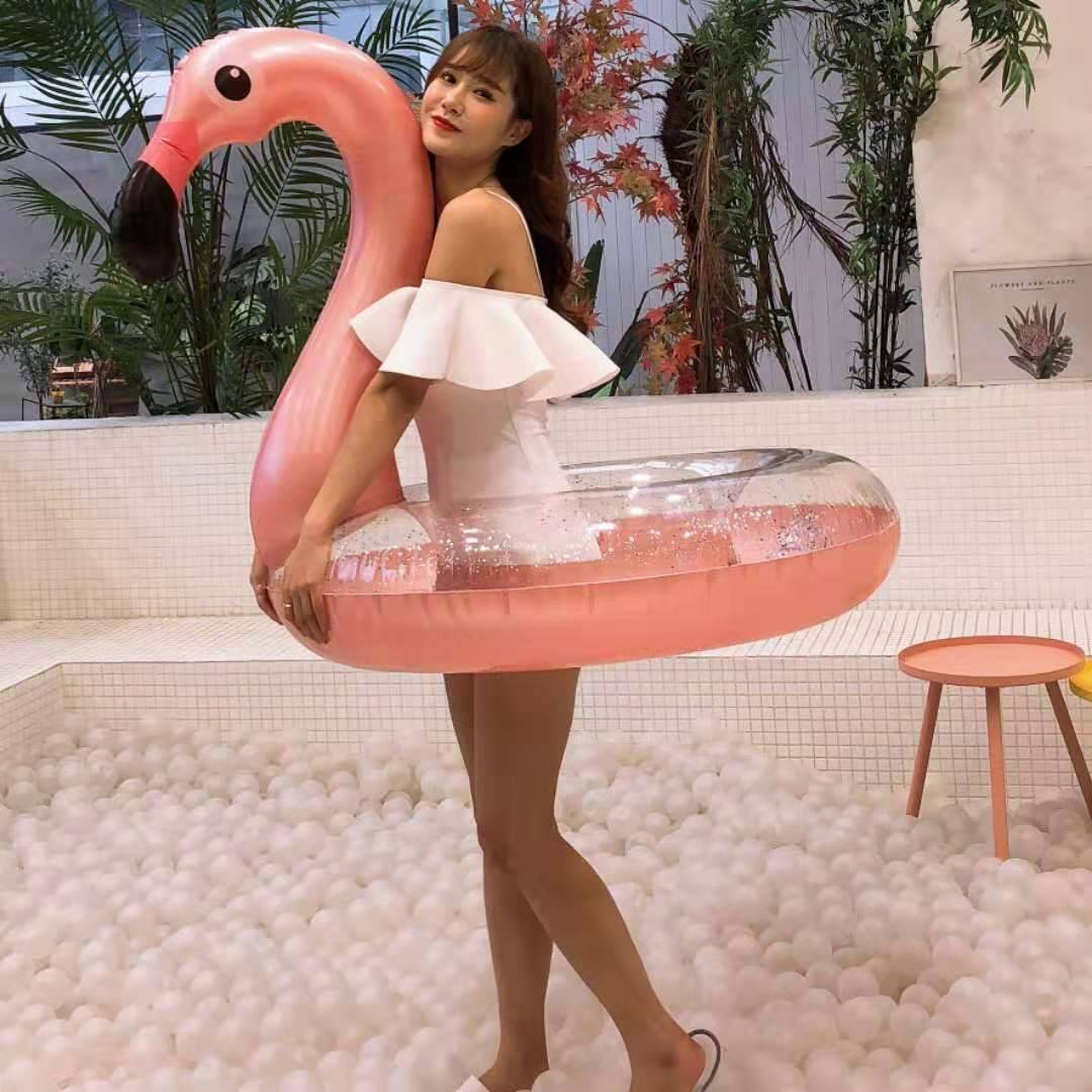 ห่วงยางฟลามิงโก้ริงค์ กลิตเตอร์ Inflatable Glister Flamingo Ring Pool Float