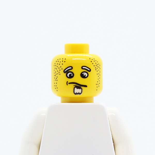 Male Confused Expression, White Goatee Pattern (Henchman 1) - Blocked Open Stud