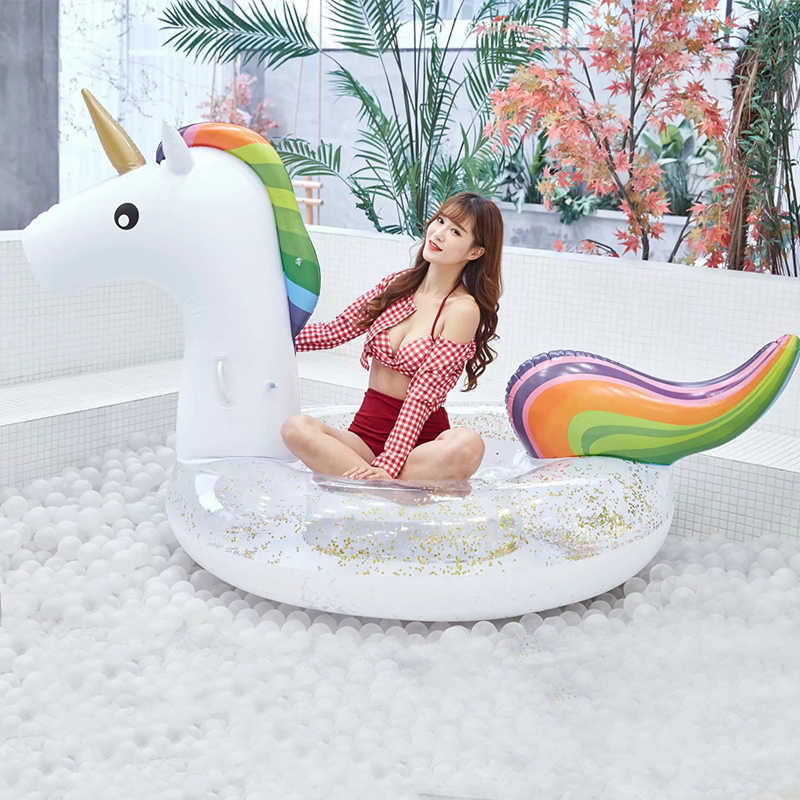 ห่วงยางยูนิคอร์น กลิตเตอร์ ขนาดใหญ่ Inflatable Giant Unicorn Glitter Pool Float