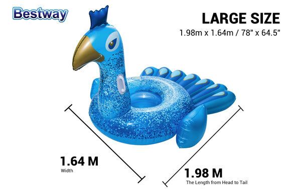 Bestway ห่วงยางนกยูง สีฟ้า Inflatable Bestway Peacock Pool Float