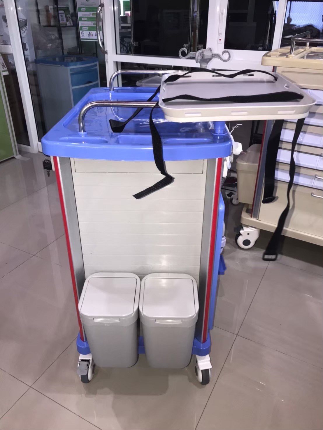 รถเข็นพยาบาลฉุกเฉินช่วยชีวิต Emergency Cart มีที่สำหรับตั้ง Laptop รุ่น SL-F09-2