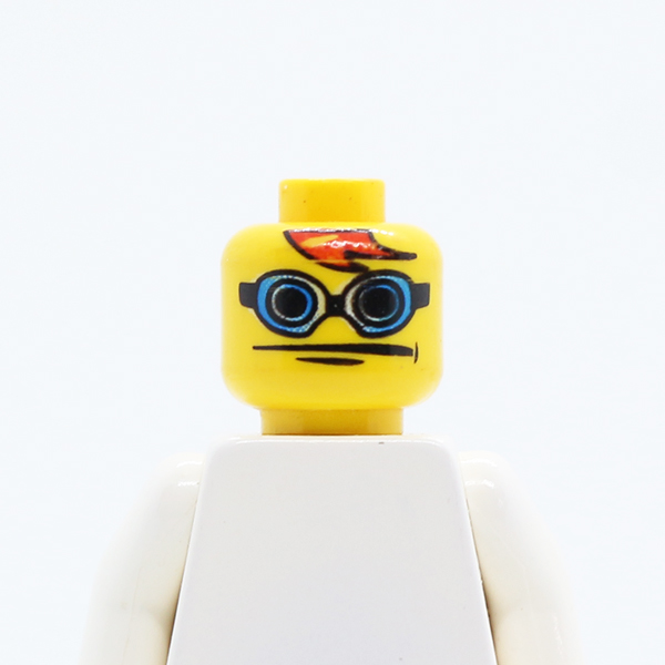 Glasses with Blue Goggles, Red Bangs Pattern - Blocked Open Stud