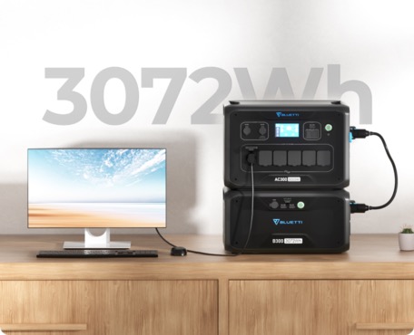 BLUETTI AC300 + B300 Home Battery Backup (Inverter 3,000W + Battery 3,072Wh)แบตเตอรี่สำรองอเนกประสงค์