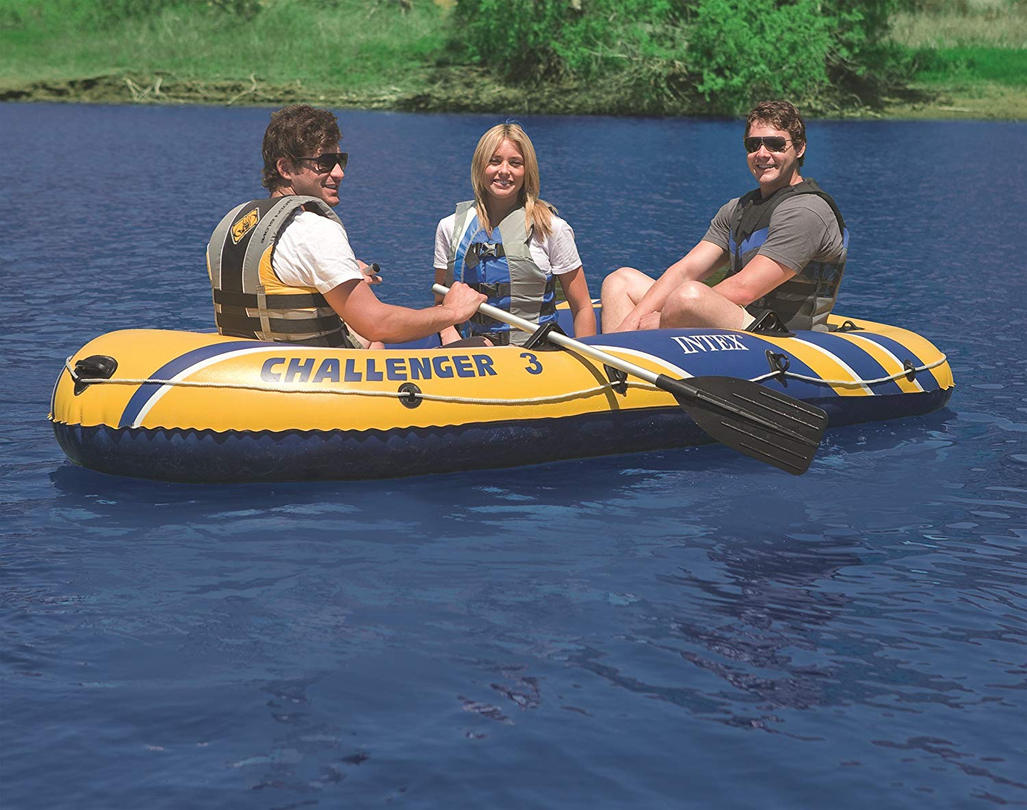 INTEX ชุดเรือยาง ชาเลนเจอร์ 3 ที่นั่ง พร้อมพายอลูมิเนียมและที่สูบลม รุ่น 68370