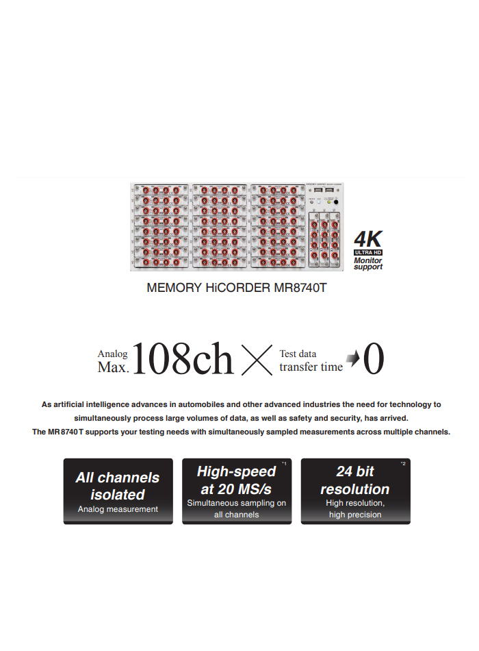 HIOKI MR8740T เครื่องบันทึกข้อมูล (MEMORY HiCORDER, Max. 108ch Analog to Max. 96ch Analog + 48ch Logic)