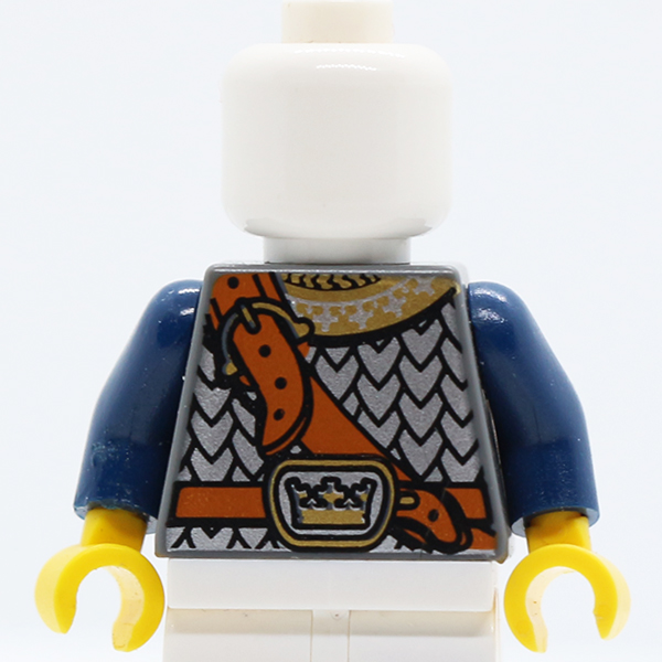 Castle Fantasy Era Scale Mail, Crown on Buckle, Chest Strap Pattern / Dark Blue Arms / Yellow Hands