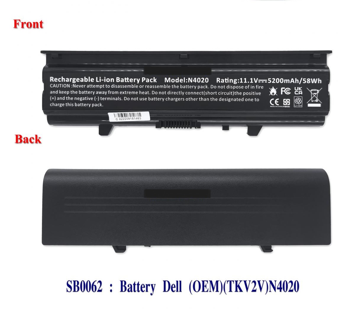 SB0062 - BatteryDell(OEM)(TKV2V)N4020,N4020D,N4030,N4030D,M4010,14V,14VR