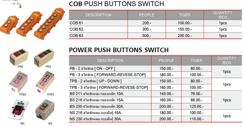 สวิทช์รอก cob push button switch