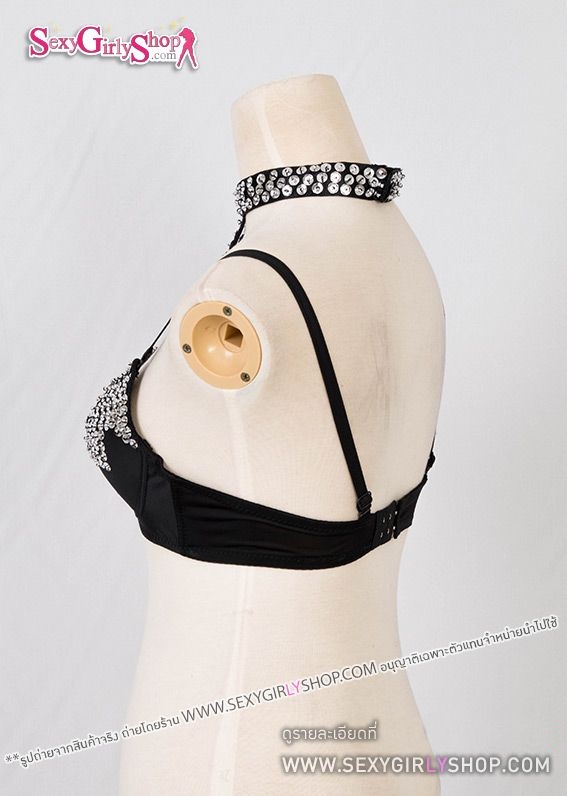 บราแฟนซี บราแซ่บต่อคอสามเส้น ปักเลื่อมสีเงิน