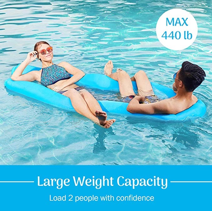 แพลมลอยน้ำ พกพาสะดวก ไม่ต้องใช้ที่สูบ Inflatable Pool Floats Portable Floating Lounger Chair Water Hammock No Pump