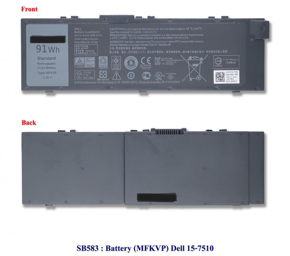 SB0583 - BatteryDell(ORG)(MFKVP)(91wh)15-7510,17-7710,15-7520,17-7720,M7510,M7710(TWCPG,T05W1)