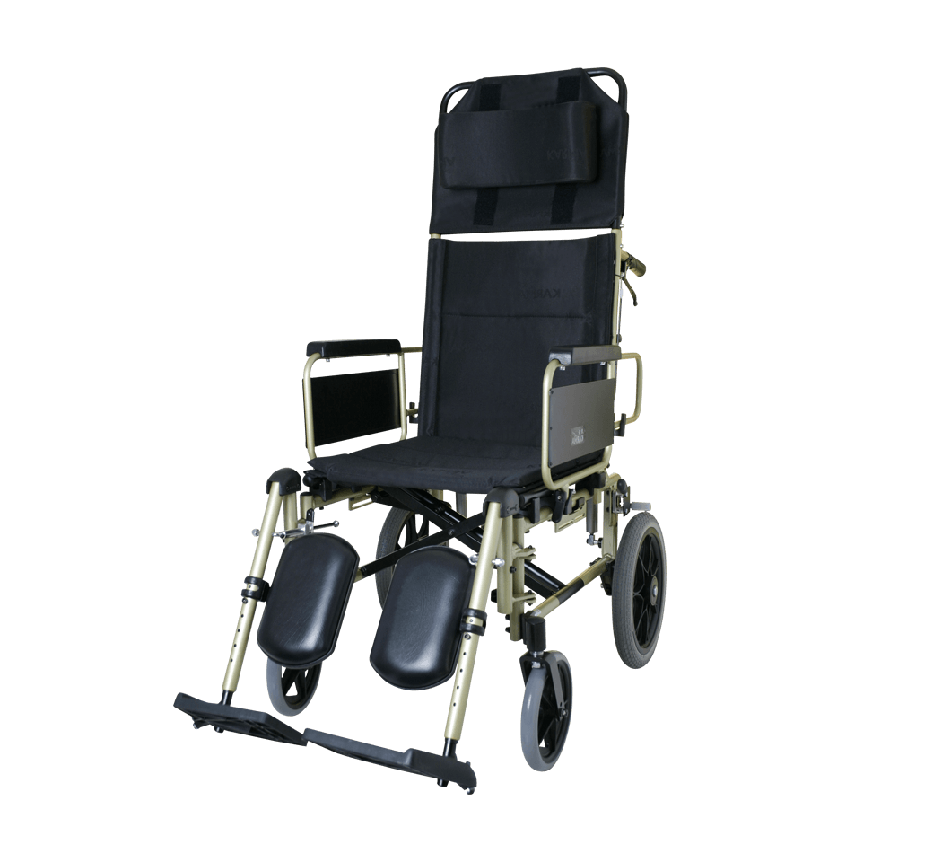 รถเข็นปรับเอนนอน อลูมินัมอัลลอยด์คาร์ม่า รุ่น KM5000 (WheelChair KARMA KM-5000) ถอดชิ้นส่วนได้ พับเก็บได้ ที่วางแขนเปิดขึ้นได้ เคลื่อนย้ายผู้ใช้งานได้สะดวก