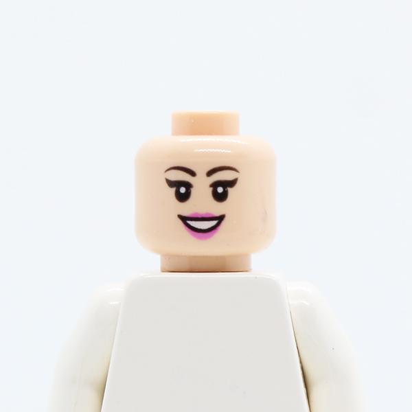 Dual Sided Female Black Eyelashes, Dark Pink Lips, Smile with Teeth / Open Mouth Scared Pattern (Daphne) - Hollow Stud