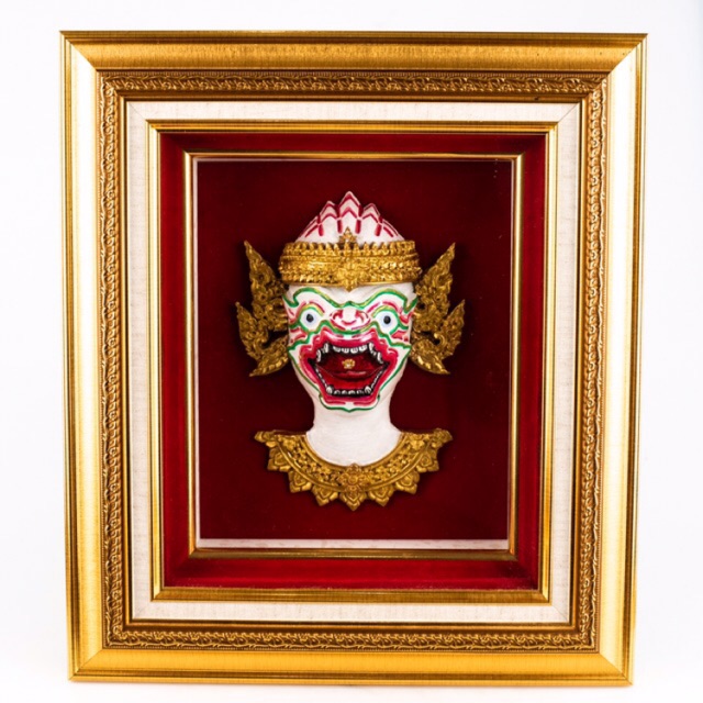 หนุมาน หัวโขน รามเกียรติ์ งาน handmade เพ้นท์สีด้วยมือ เป็นกรอบรูป 3 ชั้น Hanuman ramayana