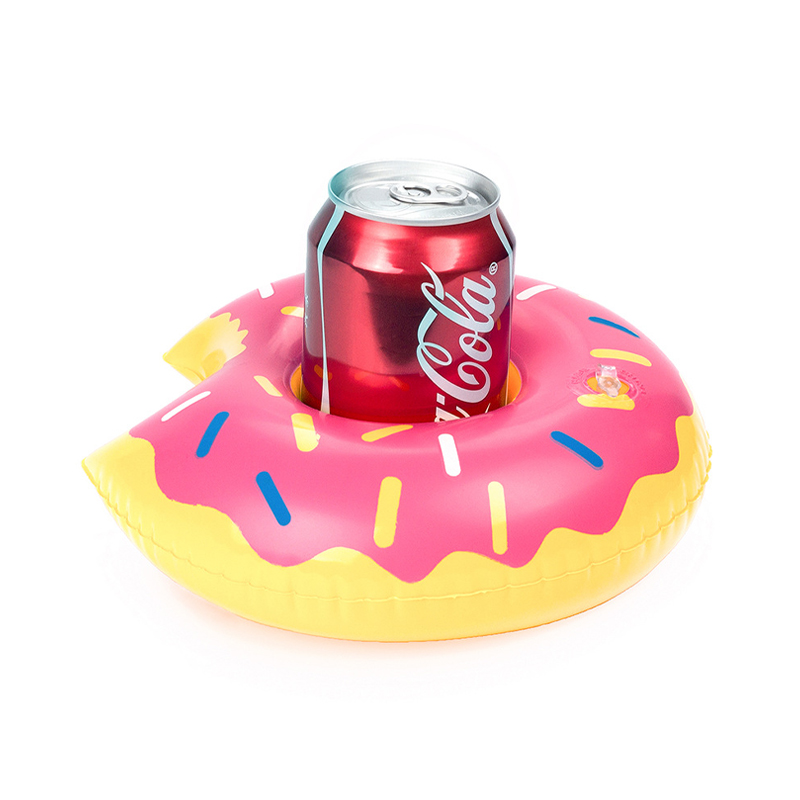 ที่วางแก้วเป่าลม โดนัท สีชมพู Inflatable Donut Pink Cup Holder