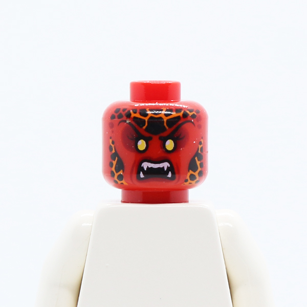 Alien with Black Thin Eyebrows, Yellow Eyes, Black and Orange Scales, Fangs Pattern