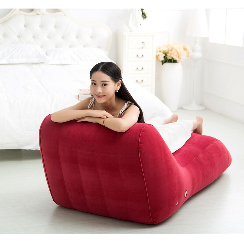 เก้าอี้นอนโซฟาเป่าลม สไตล์ร่วมสมัยวัสดุทำจากพีวีซี Inflatable Top Quality Flocked Soft PVC Sofa