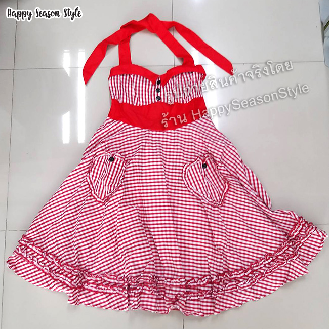 ชุดมาริลีน มอนโร ลายสก๊อต วินเทจ ย้อนยุค (มีหลายสี)