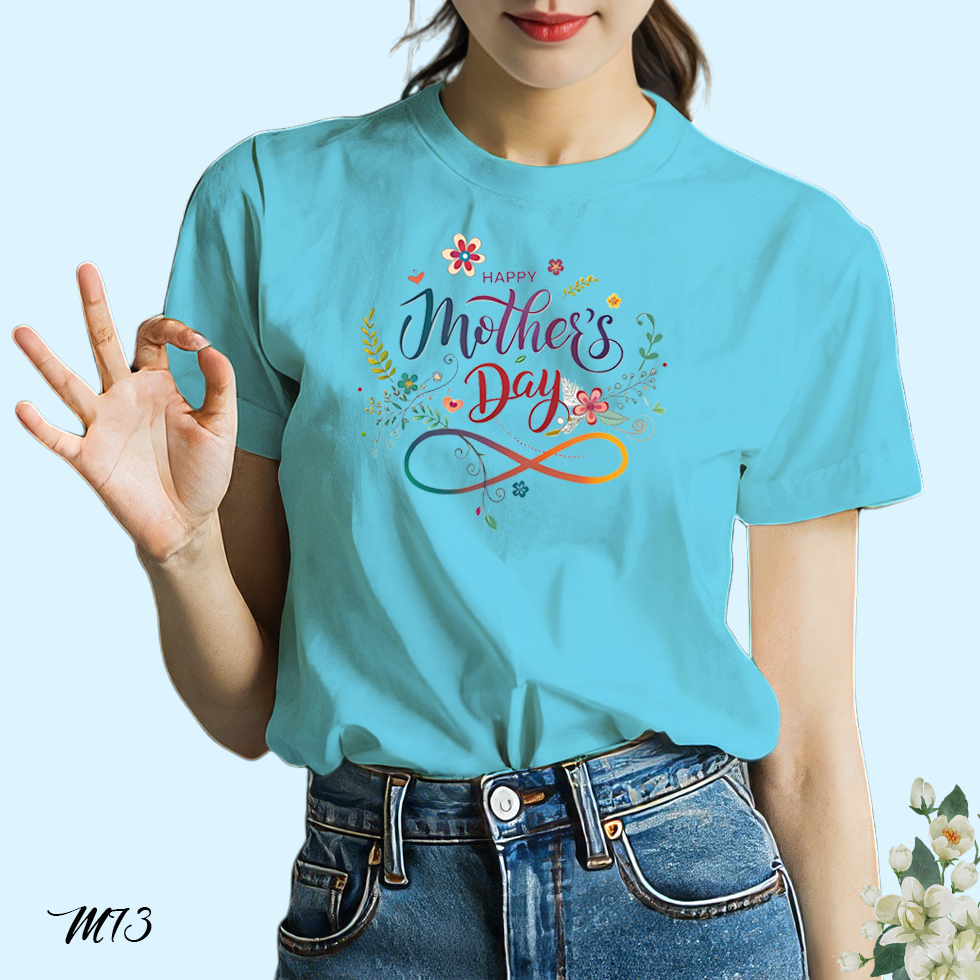 เสื้อยืดสีฟ้าวันแม่ สกรีนลาย Mother Day M73 โพลีเอสเตอร์ 100% ตรงปก วันแม่ 12 สิงหาคม