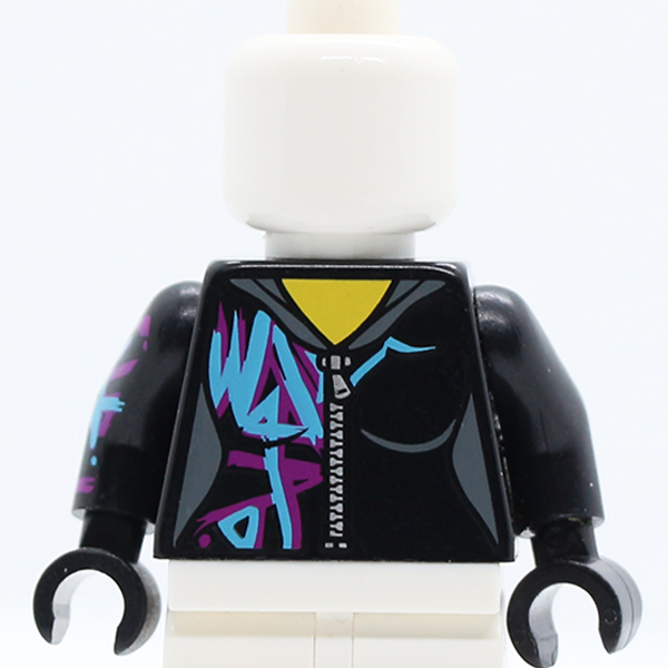 Female Outline, Zipper, Magenta and Medium Azure Marking Pattern / Black Arm Left / Black Arm Right with Magenta and Medium Azure Marking / Black Hands