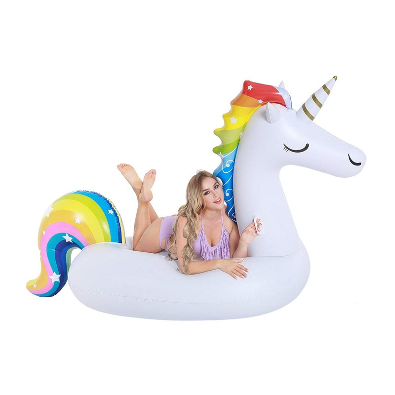 ห่วงยางยูนิคอร์นตกแต่งลายดาวพร้อมที่วางแก้ว Inflatable Star Unicorn Pool Float