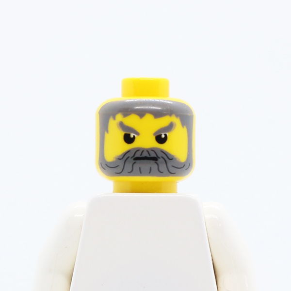 Beard with Gray Hair, Moustache, and Angry Eyebrows Pattern - Blocked Open Stud