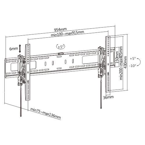 JMTVSTAND MT-T4500 ขาแขวนผนังปรับก้มได้ รองรับจอขนาด 43"-86" นิ้ว0964746498
