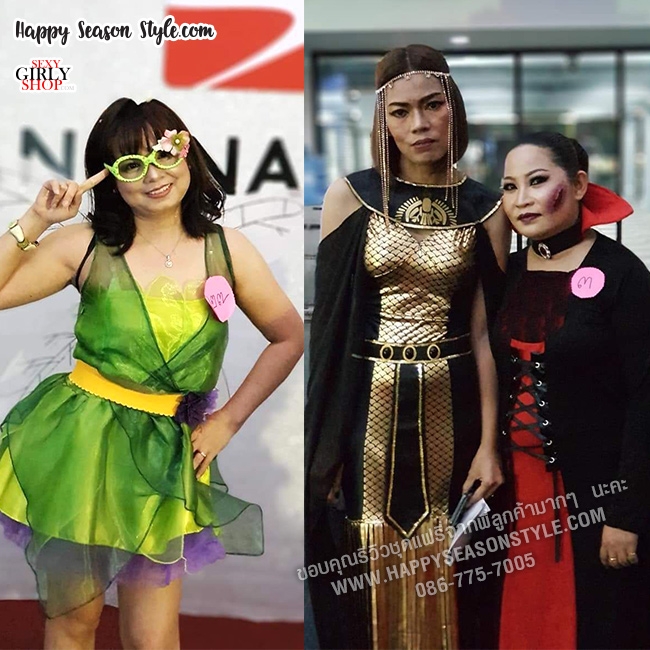 ชุดแม่มด ชุดแวมไพร์ แซกยาวดำแดง ปกตั้ง แขนกระดิ่งสีดำ