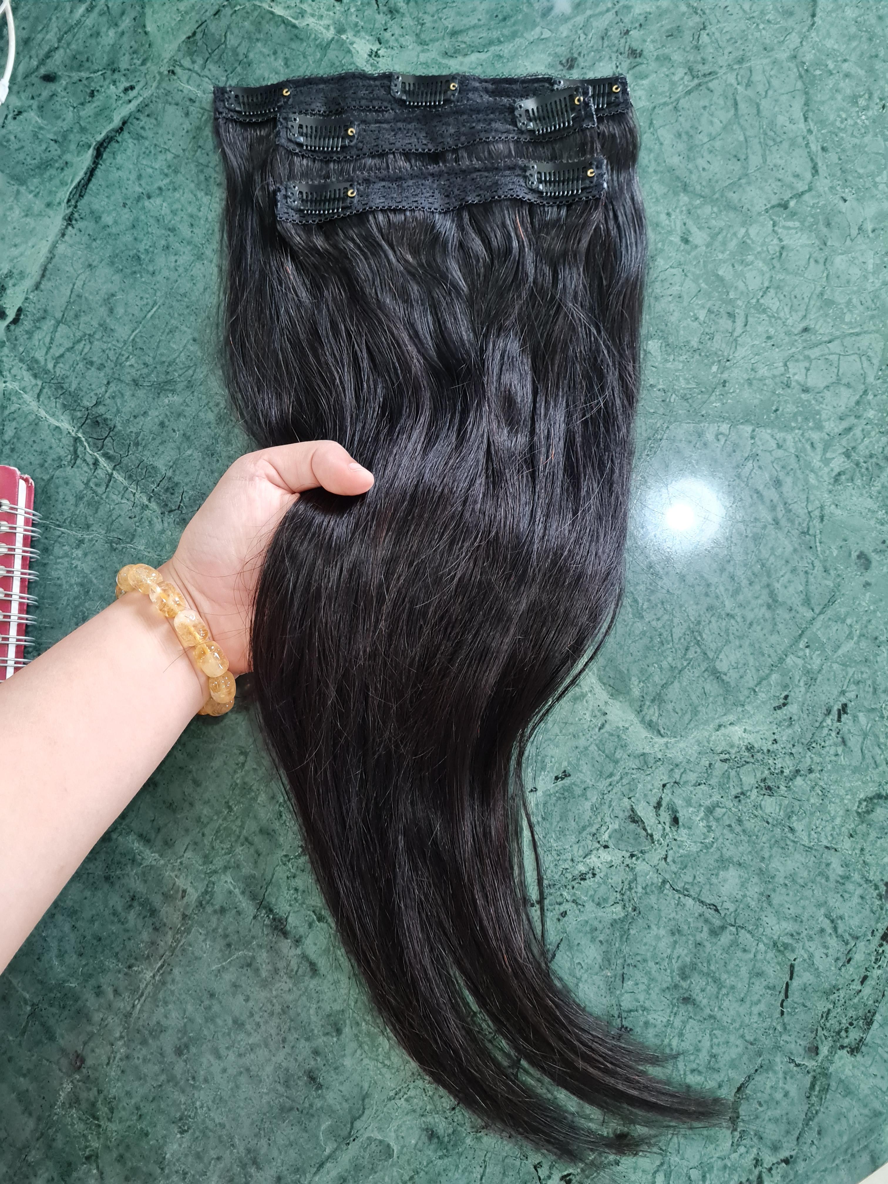 แฮร์พีซผมแท้100% เสริมหนา เสริมข้าง และด้านหลัง เซท 3ชิ้น ผมยาว 50ซม ย้อมสีได้