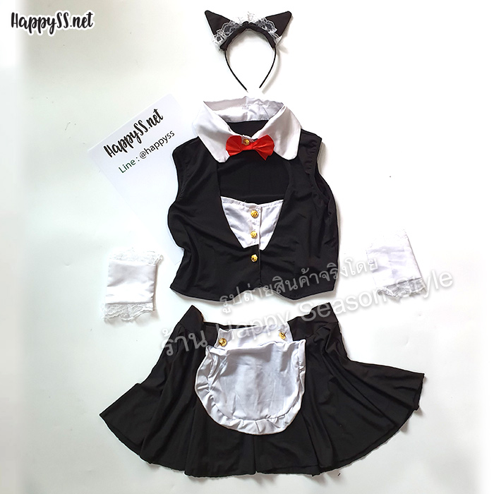 ชุดทักซิโด้แมวเหมียว ชุดพร้อมที่คาดผม