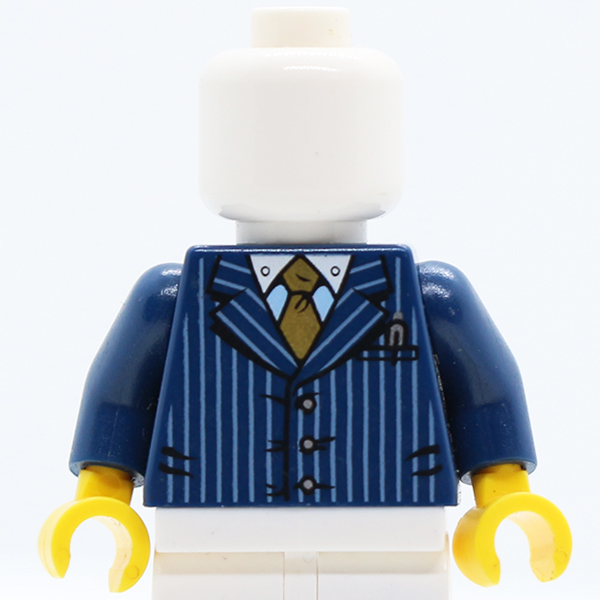 Suit Pinstripe Jacket and Gold Tie Pattern / Dark Blue Arms / Yellow Hands