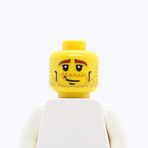 CS02 Male Brown Stubble, Brown Eyebrows, Crooked Smile and Cheek Lines Pattern - Blocked Open Stud