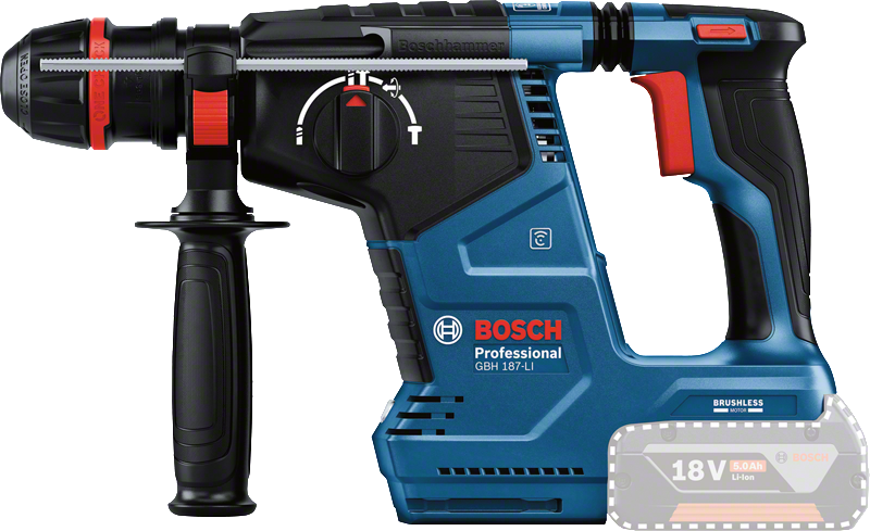Bosch รุ่น GBH 187-LI สว่านโรตารี่ไร้สายระบบ SDS plus พร้อมแบตเตอรี่ขนาด 5.0 Ah 2 ก้อน และแท่นชาร์จ