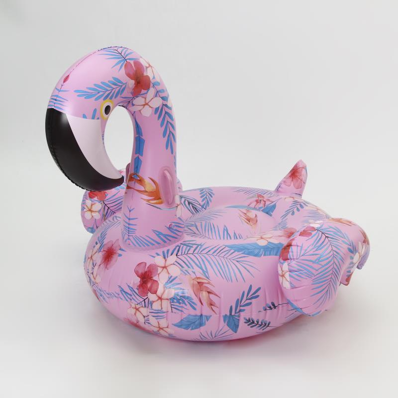 ห่วงยางฟลามิงโก้พิมพ์ลายดอกไม้โทนสีพาสเทล สีชมพู Inflatable Flamingo With New Printing