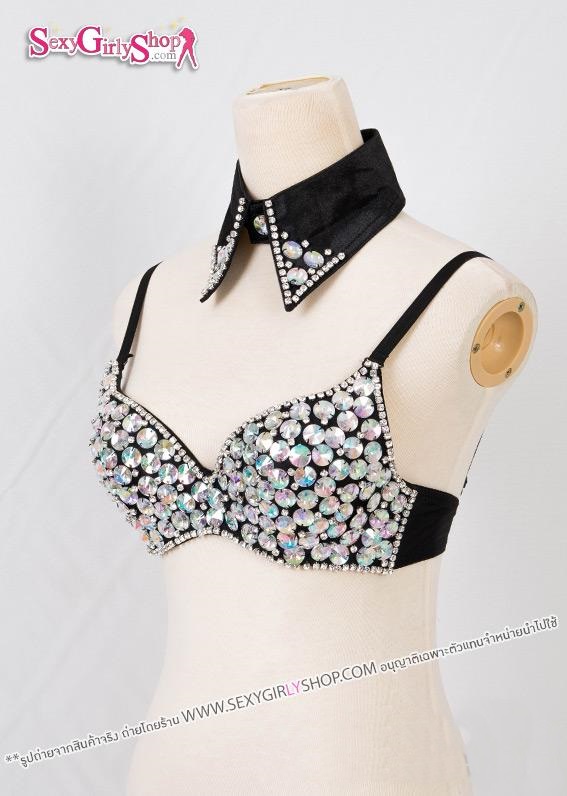 ชุดบราแฟนซี บรา + ปกคอเสื้อ ปักแต่งคริสตัล หรูหรา อลัง