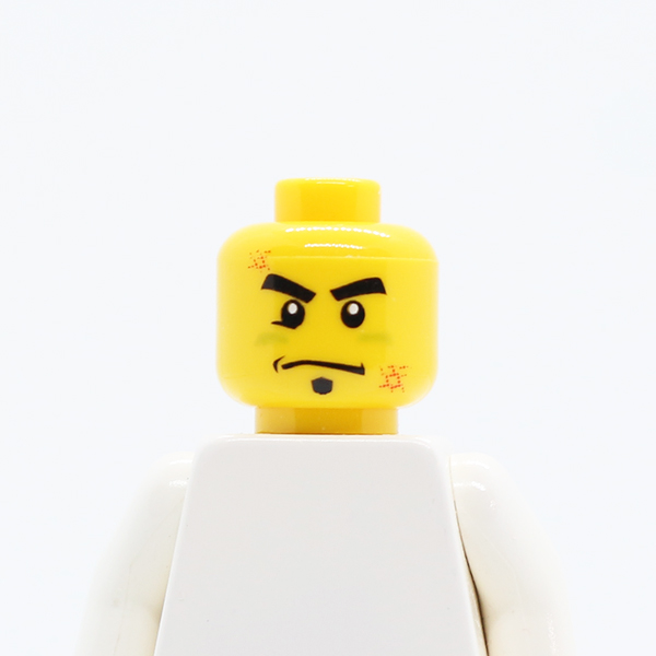 Dual Sided Red Scars, Scowl / Determined Pattern - Blocked Open Stud