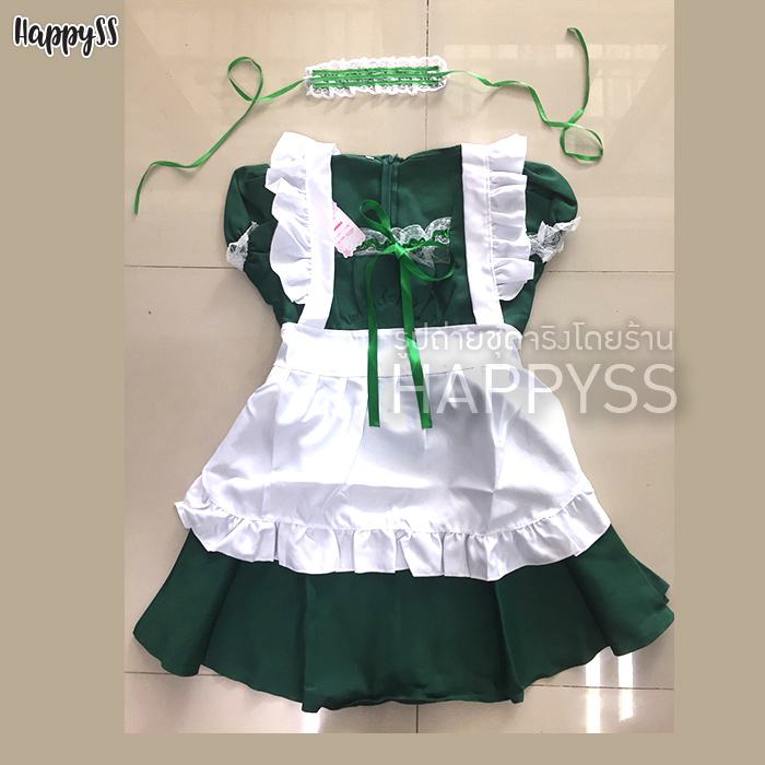 ชุดเมด สวีทเซเว่น ลูกไม้ขาวที่อก แขนตุ๊กตา พร้อมผ้าคาดผม (มีหลายสี)