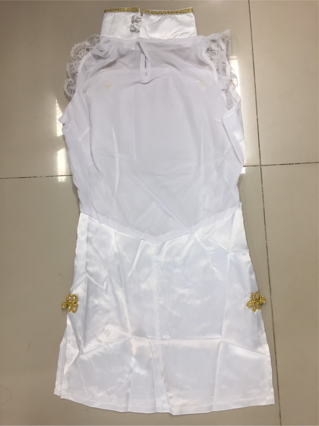 ชุดแฟนซี Party Cosplay ชุดเซ็กซี่ ชุดคอสเพลย์ - กี่เพ้า ผ้ายืดสีขาว หลังซีทรู