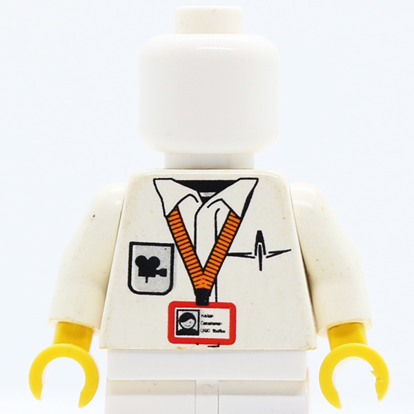 Studios Cameraman ID, Logo, Pen, Film Slate on Back Pattern / White Arms / Yellow Hands