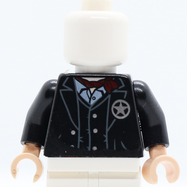 Jacket and Vest with Star Badge and Dark Red Scarf Pattern / Black Arms / Light Nougat Hands