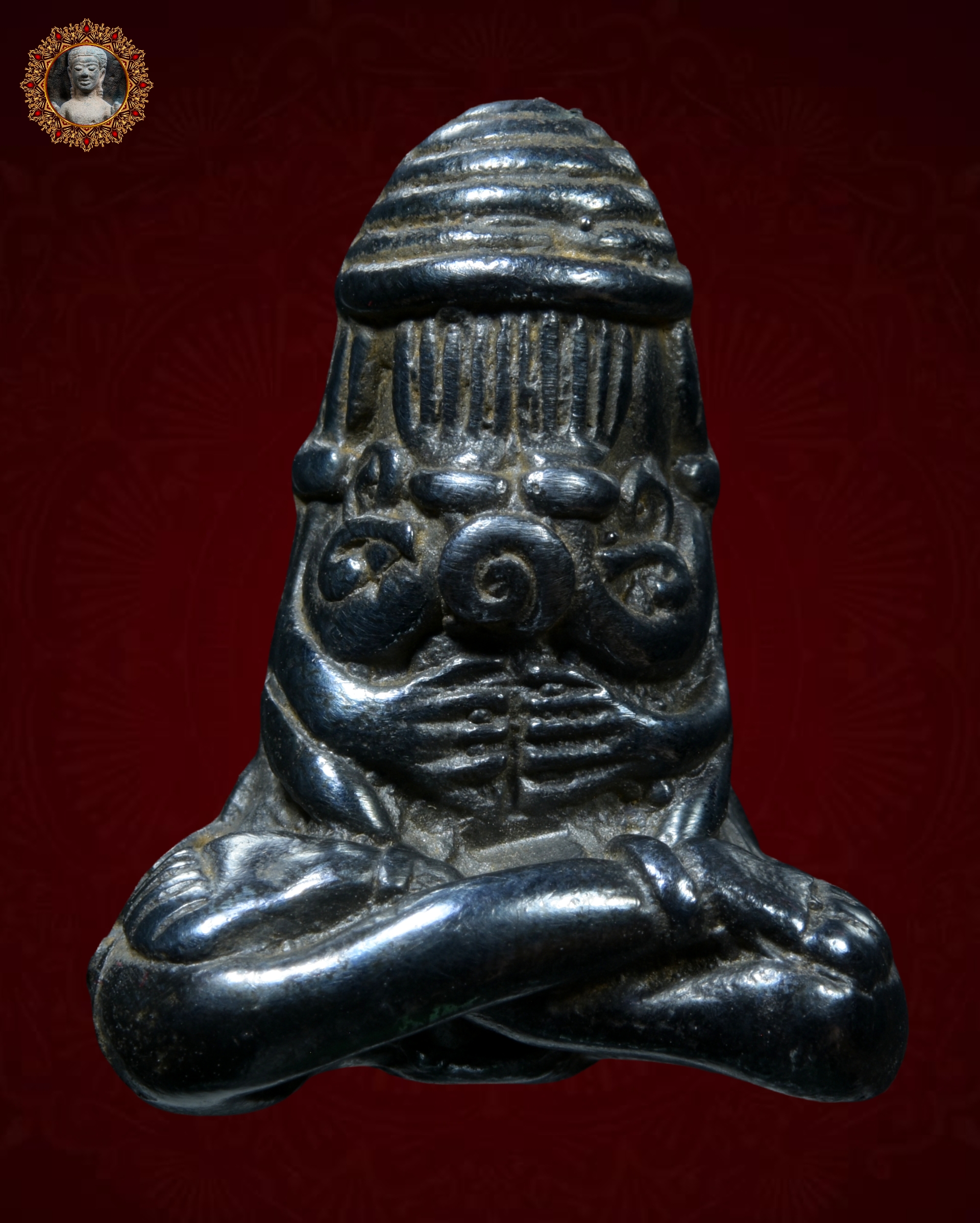 พระปิดตาหลวงพ่อทับ พิมพ์เศียรบายศรี เนื้อเมฆพัตร