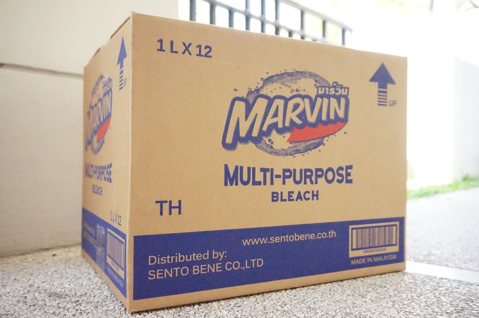 มาร์วิน น้ำยาซักผ้าขาว Marvin Multi-Purpose Bleach 1L จำนวน 12 ขวด
